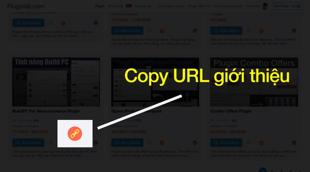 Copy url giới thiệu người mua